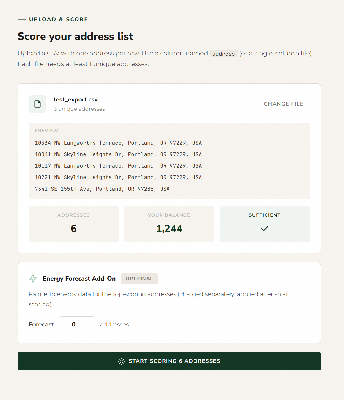 Solar Scoring App — Upload & Score